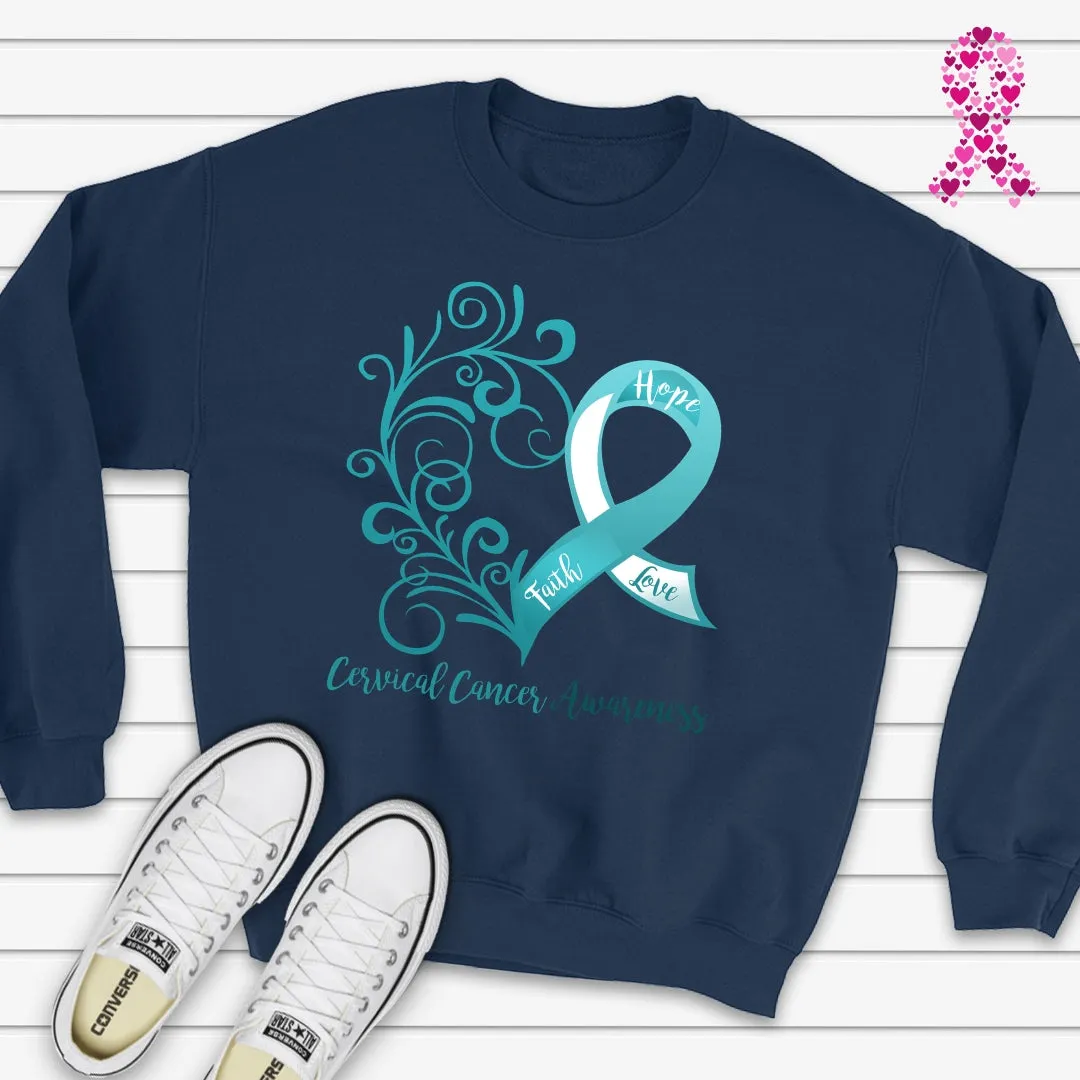 Cervical Cancer Awareness Heart Sweatshirt (Several Colors Available)