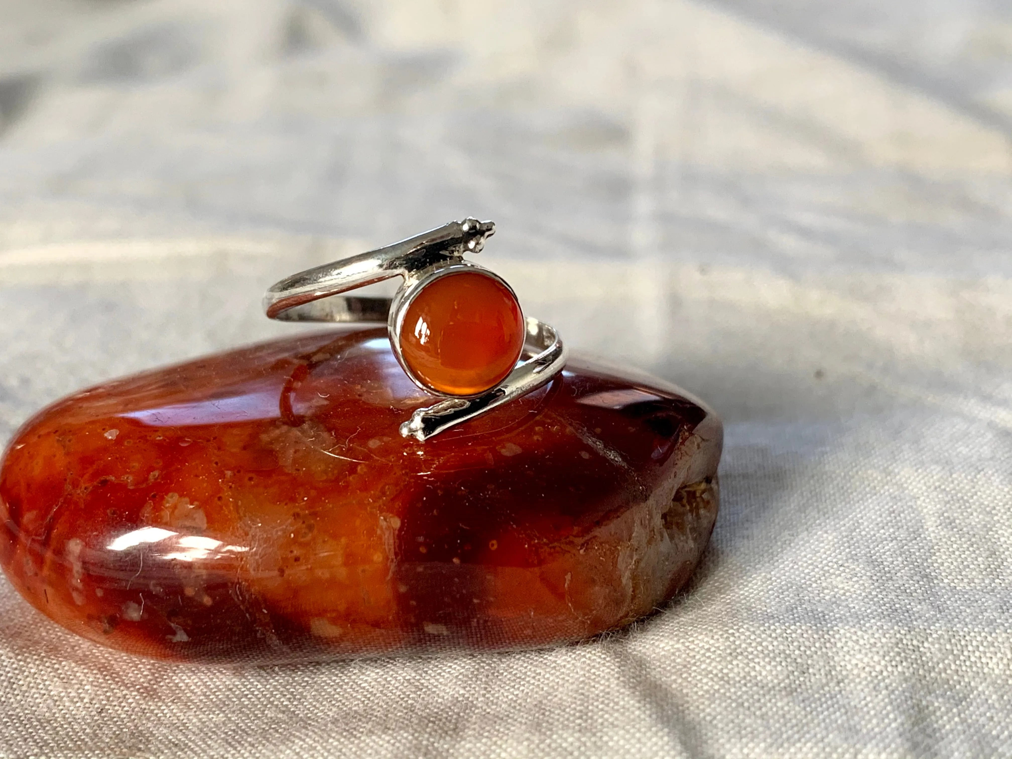 Chalcedony / Carnelian / Black Onyx Callie Ring