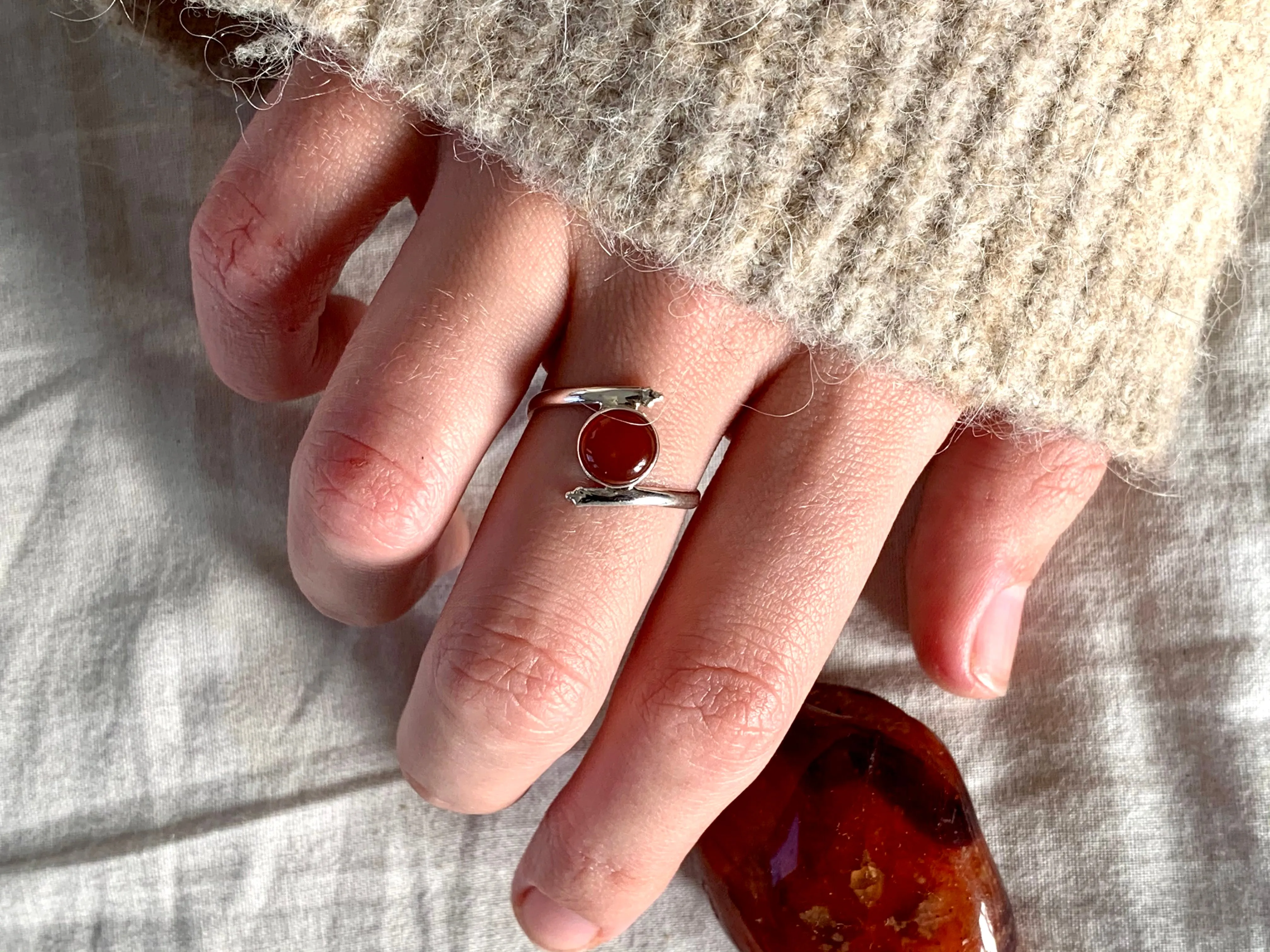 Chalcedony / Carnelian / Black Onyx Callie Ring