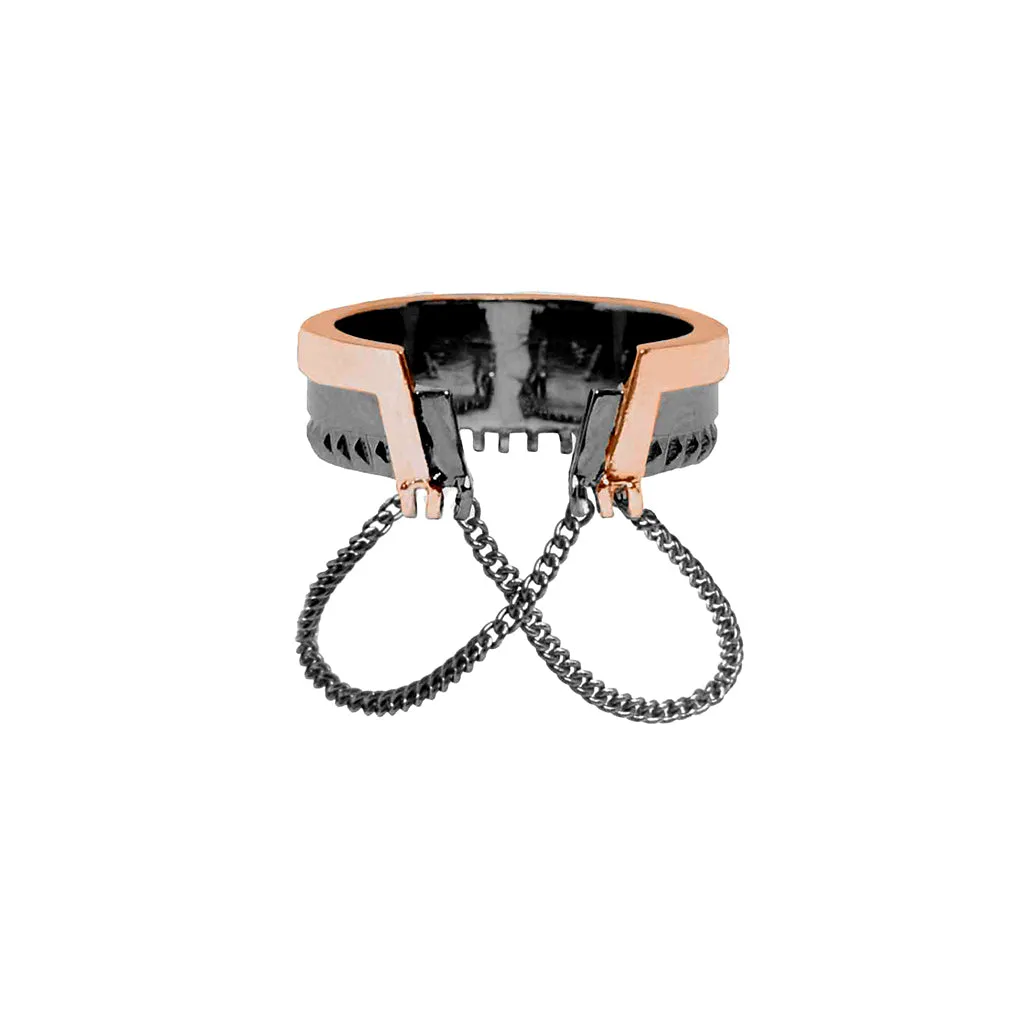 Chandelier Chain No.3 Ring [Pink/Black gold]