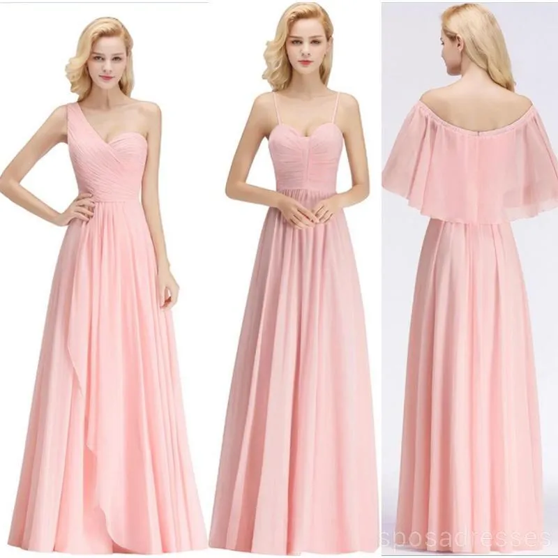 Chiffon Blush Pink Mismatched Simple Cheap Bridesmaid Dresses Online, WG521