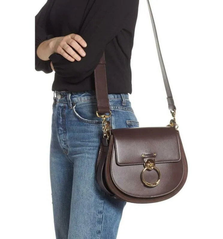 Chloé Medium Tess Calfskin Brown Leather Shoulder Bag