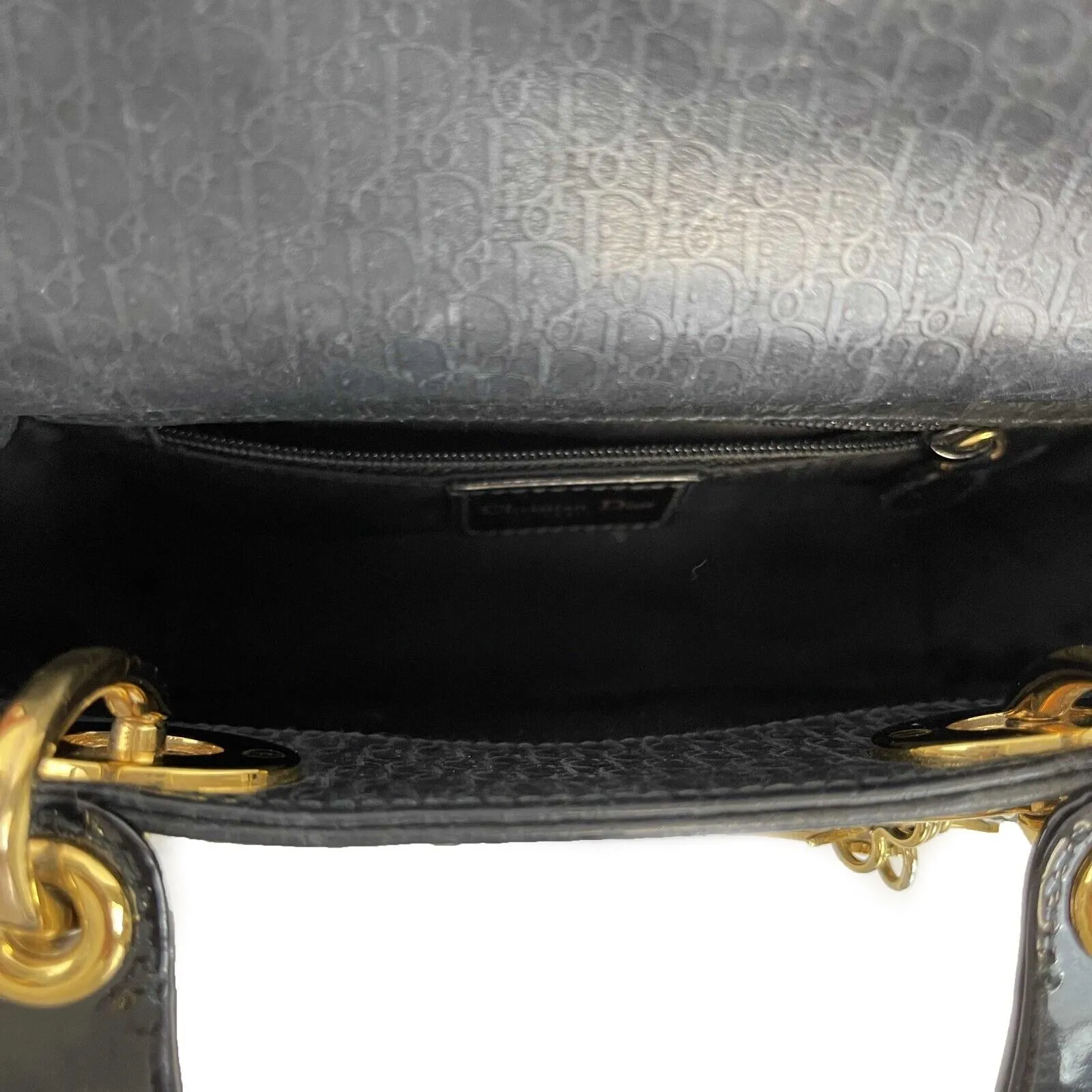 Christian Dior - Vintage Lady Dior Black Nubuck / Patent Mini Bag w/ Strap