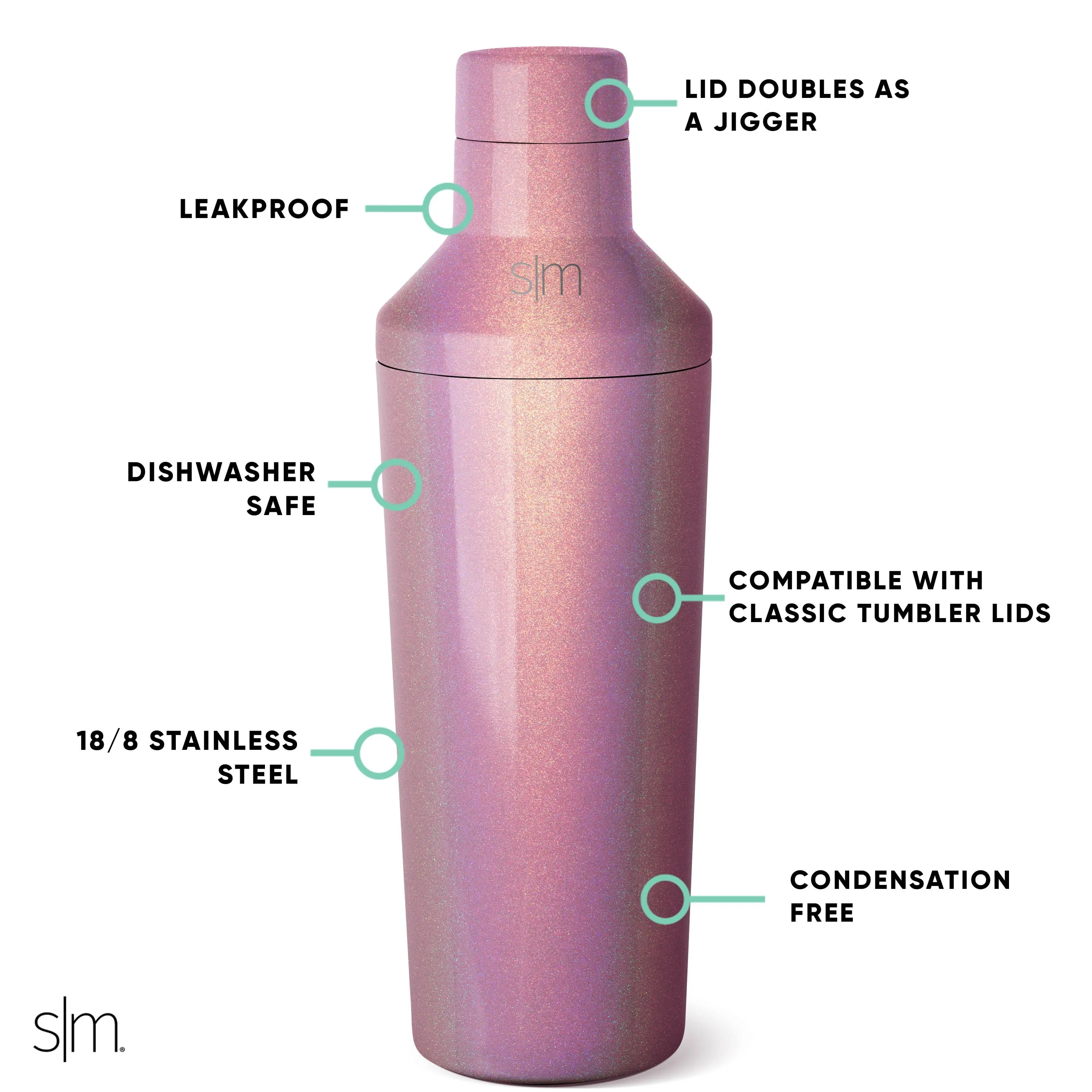 Classic Cocktail Shaker with Jigger Lid