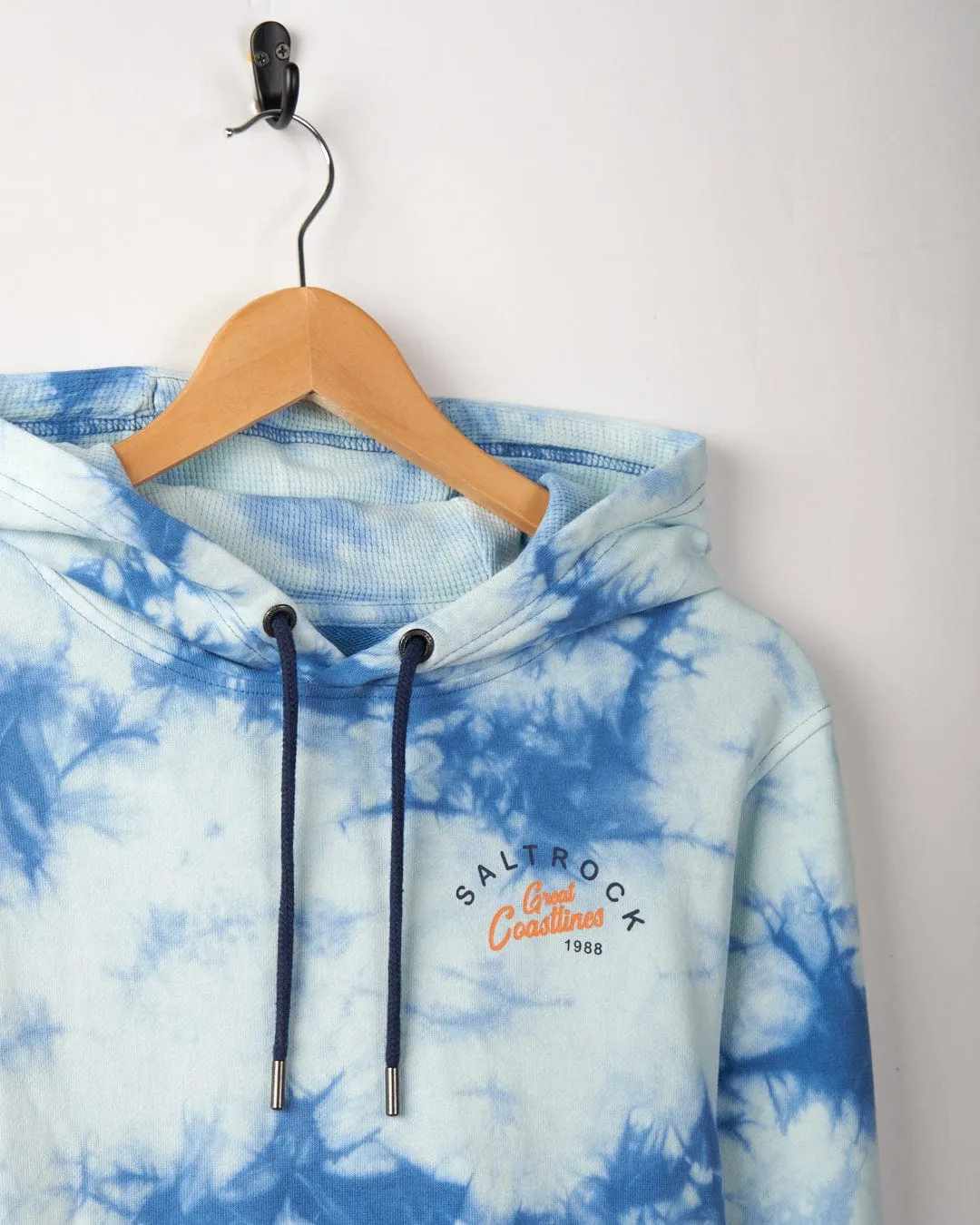 Coastline - Mens Tie Dye Pop Hoodie - Blue