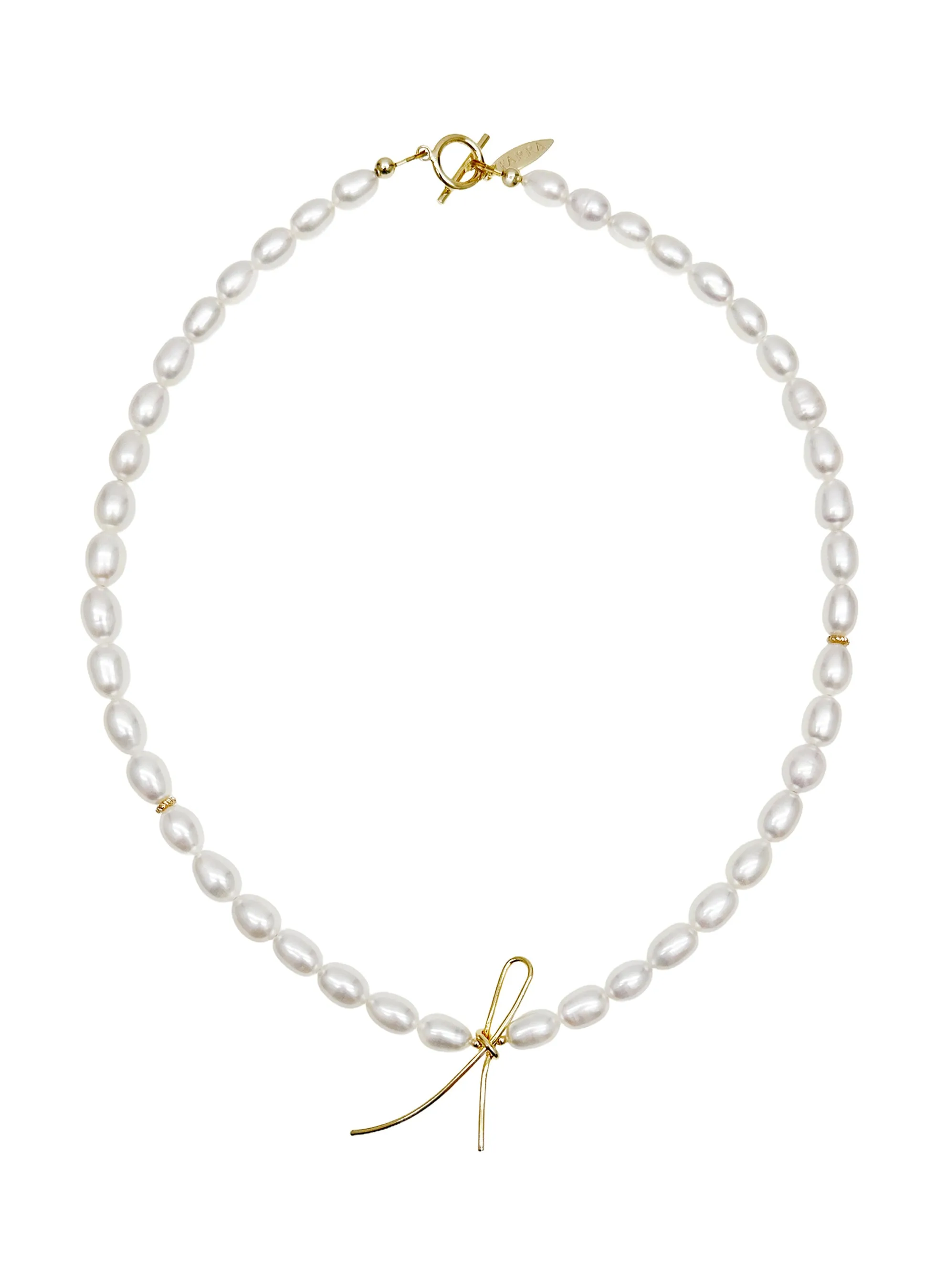 Contemporary Freshwater Pearls with Butterfly Knot Necklace LN066