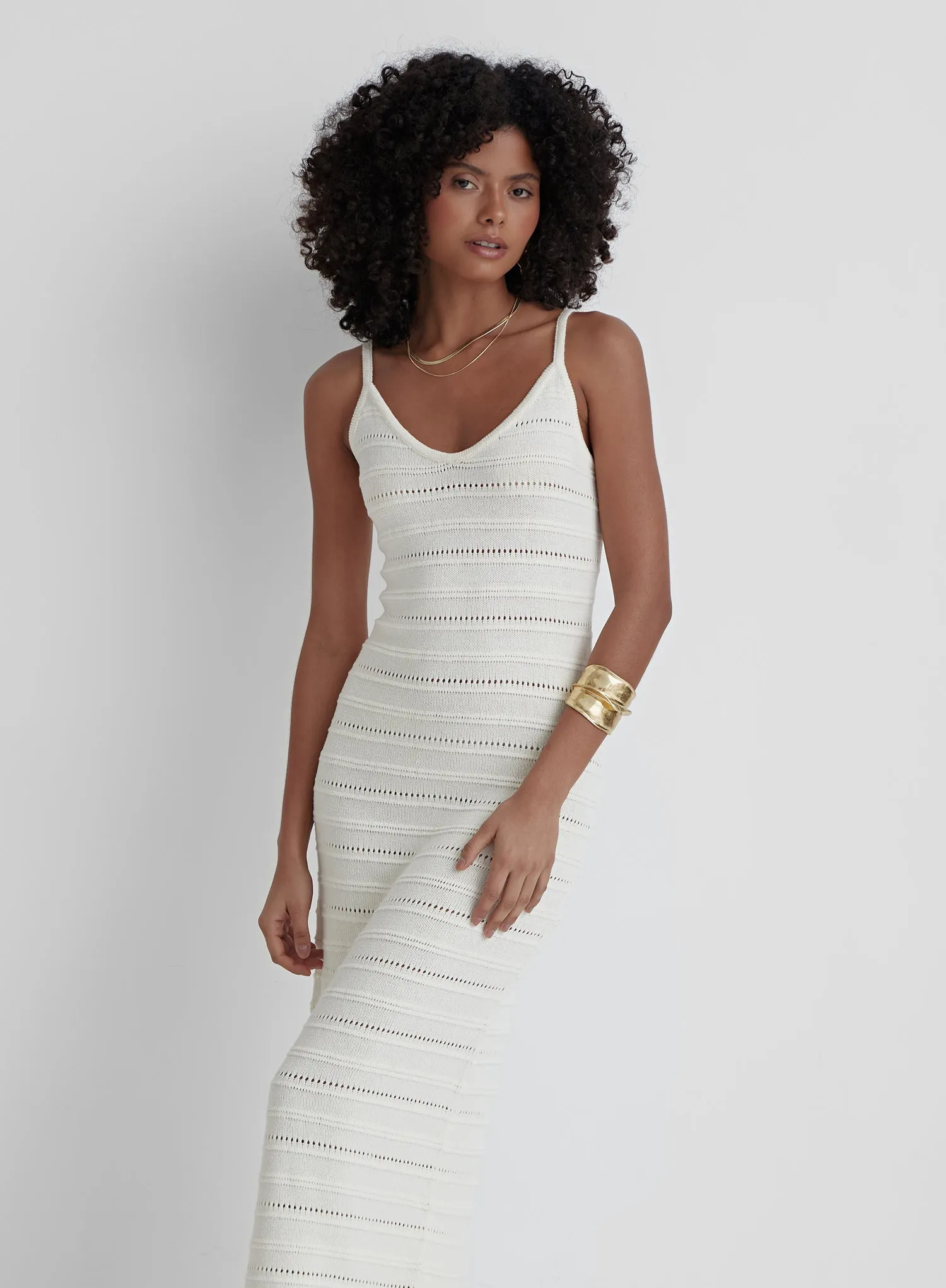 Cream Knit Cami Maxi Dress- Lucca