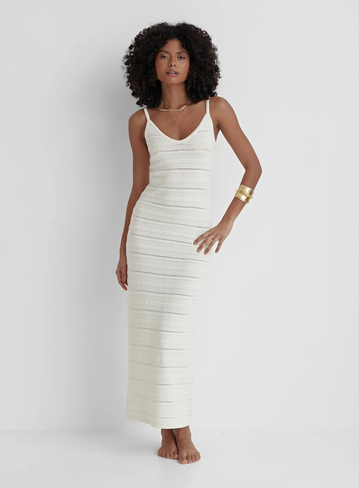 Cream Knit Cami Maxi Dress- Lucca