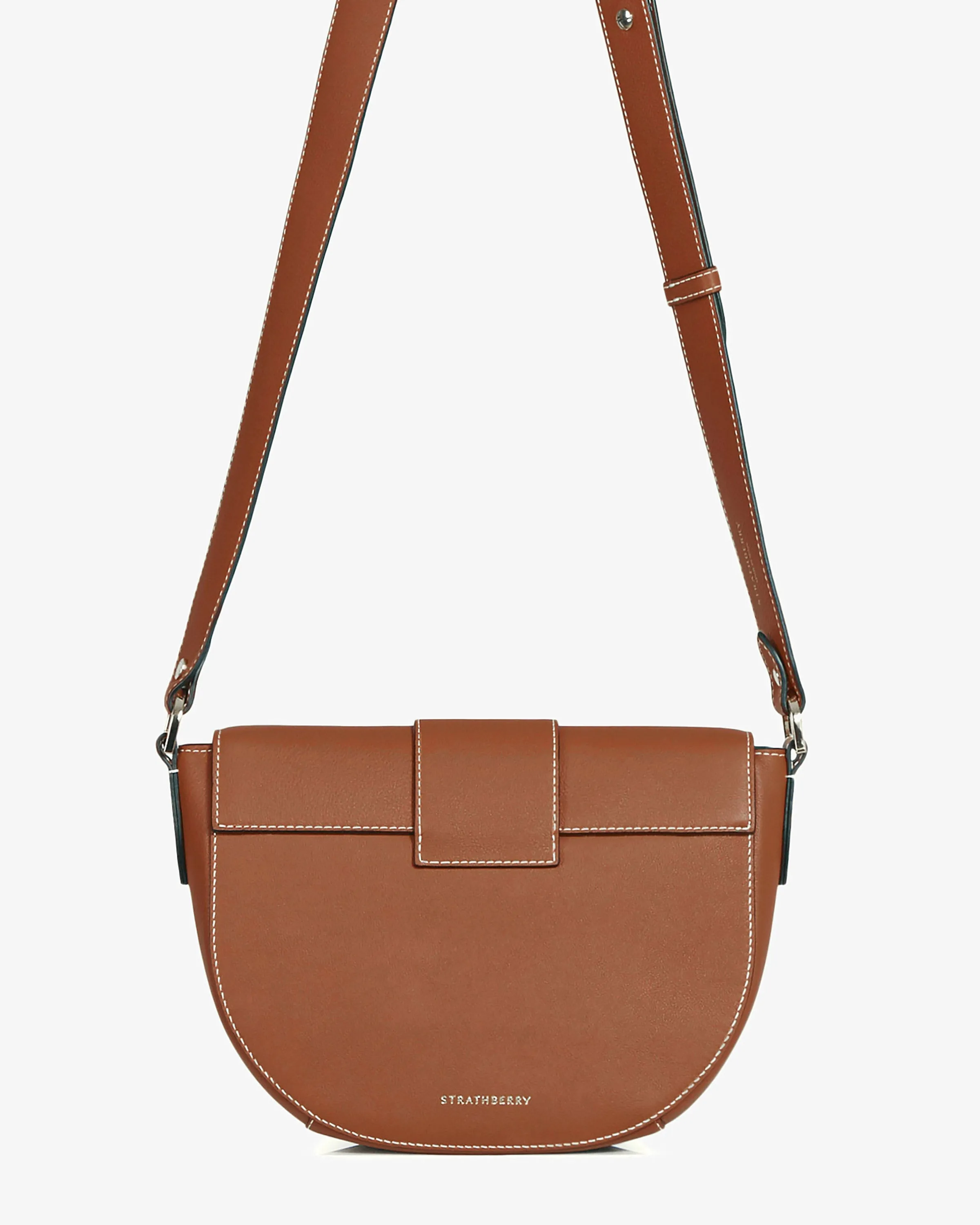 Crescent Satchel - Chestnut with Vanilla Stitch