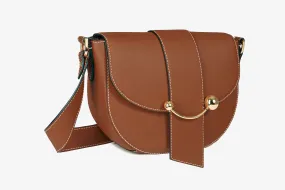 Crescent Satchel - Chestnut with Vanilla Stitch