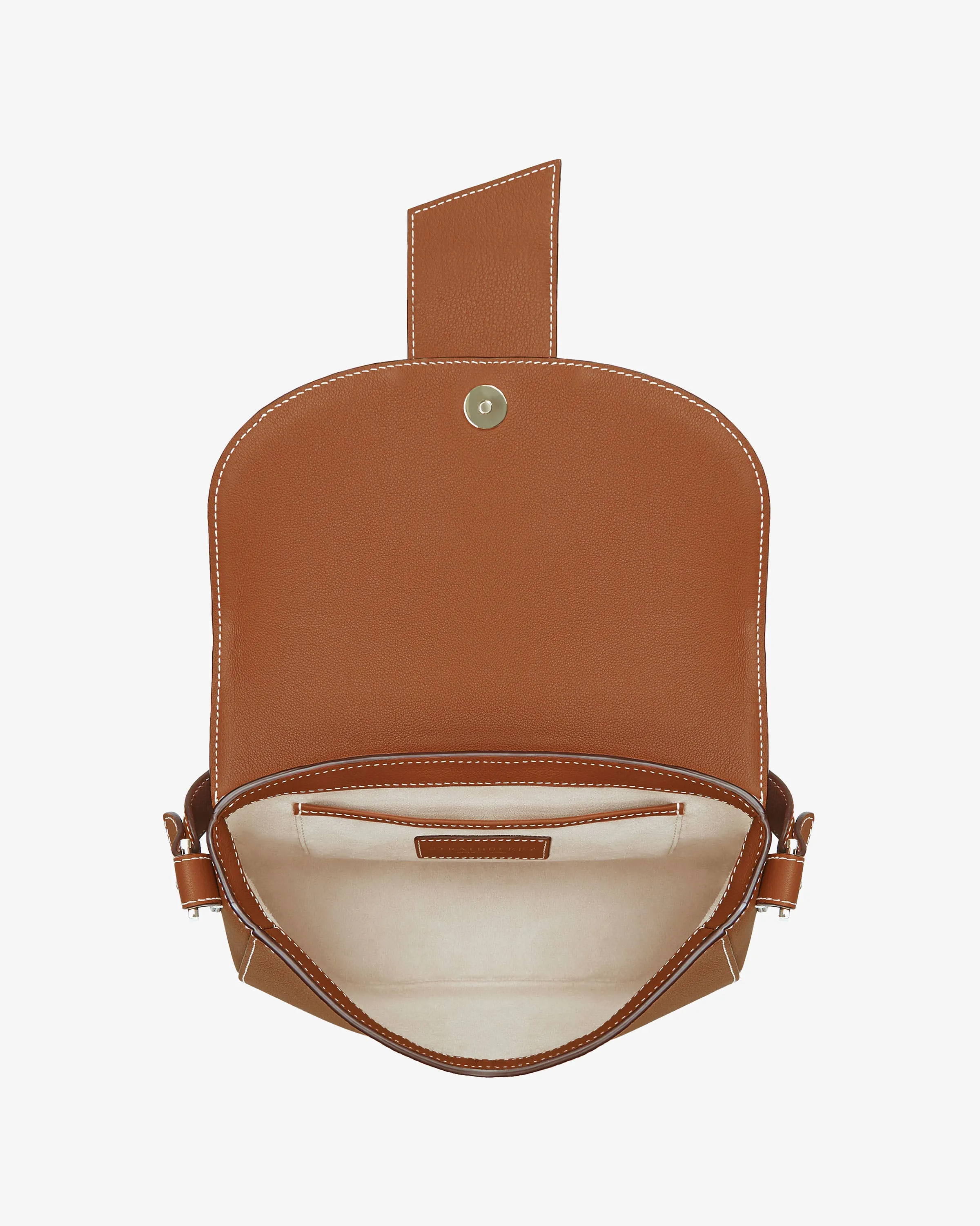 Crescent Satchel - Chestnut with Vanilla Stitch