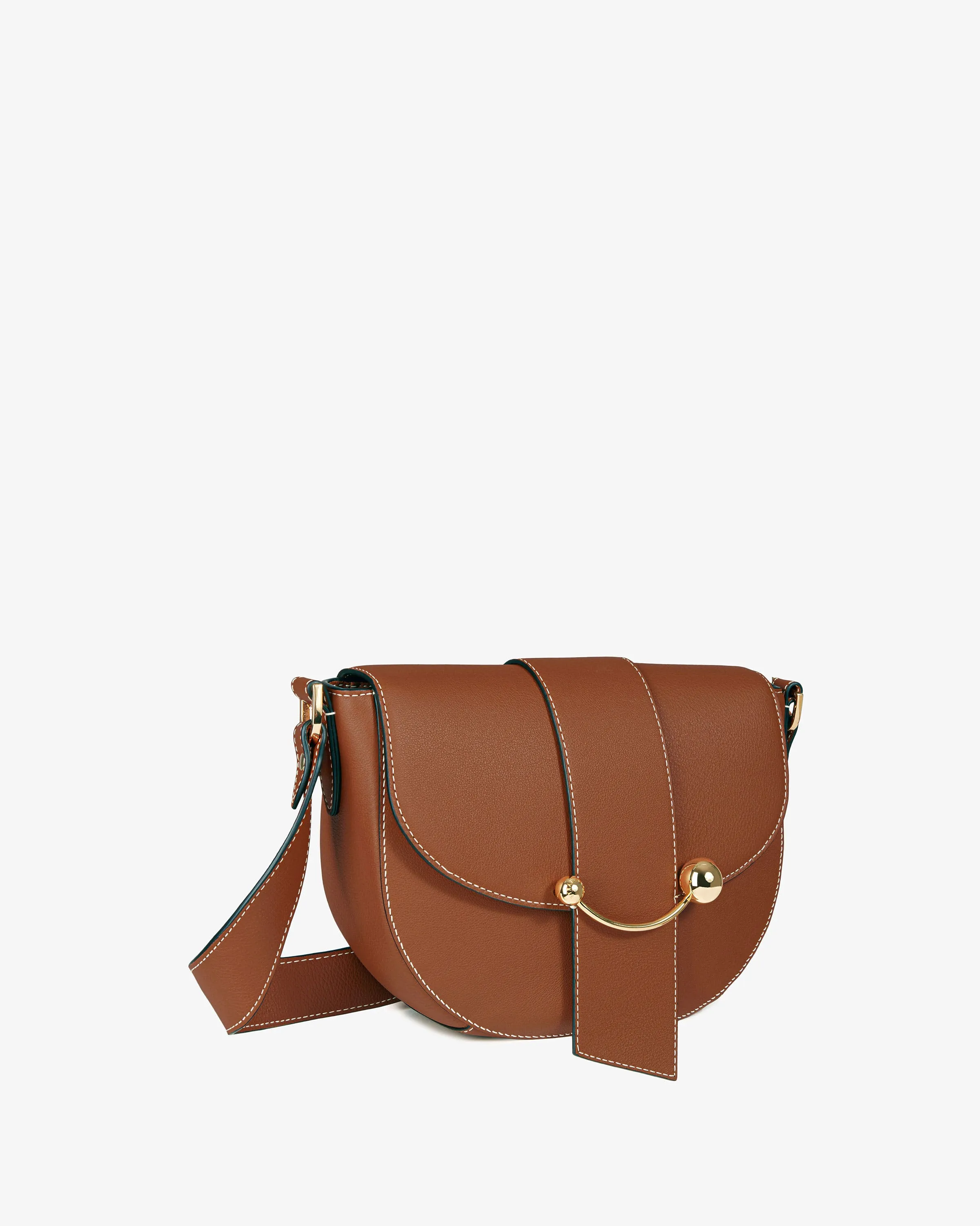 Crescent Satchel - Chestnut with Vanilla Stitch