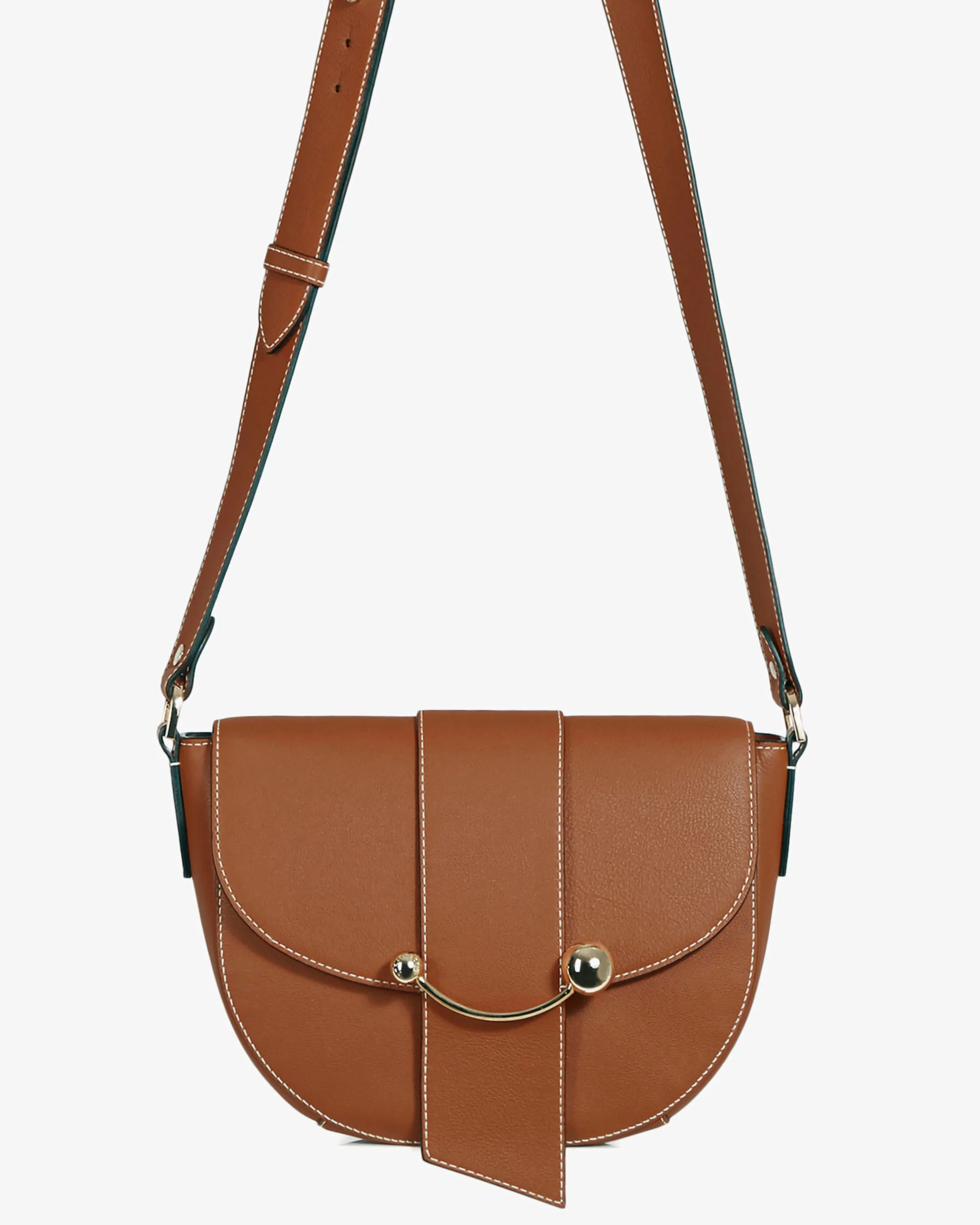 Crescent Satchel - Chestnut with Vanilla Stitch