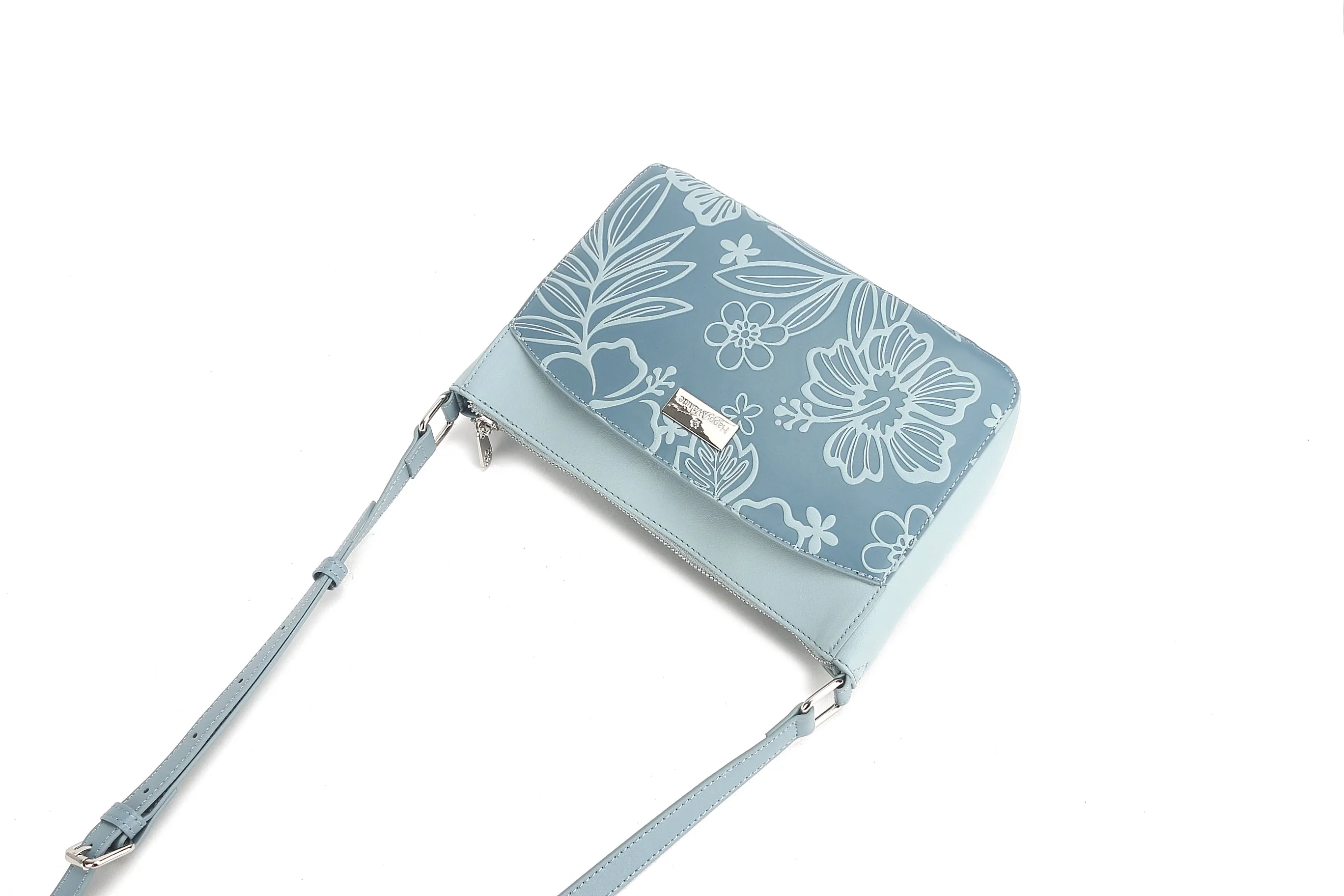 Crossbody Brittney Cherry Blossom Embossed Blue