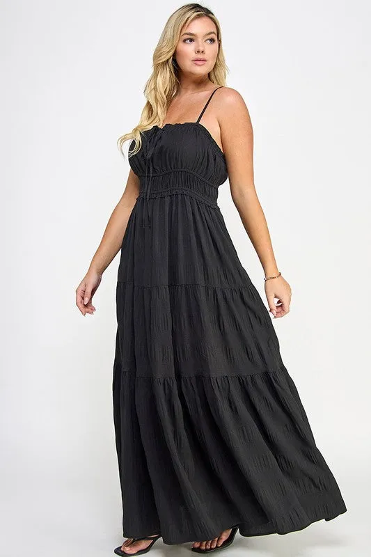 Curvy Tie Bust Maxi Dress