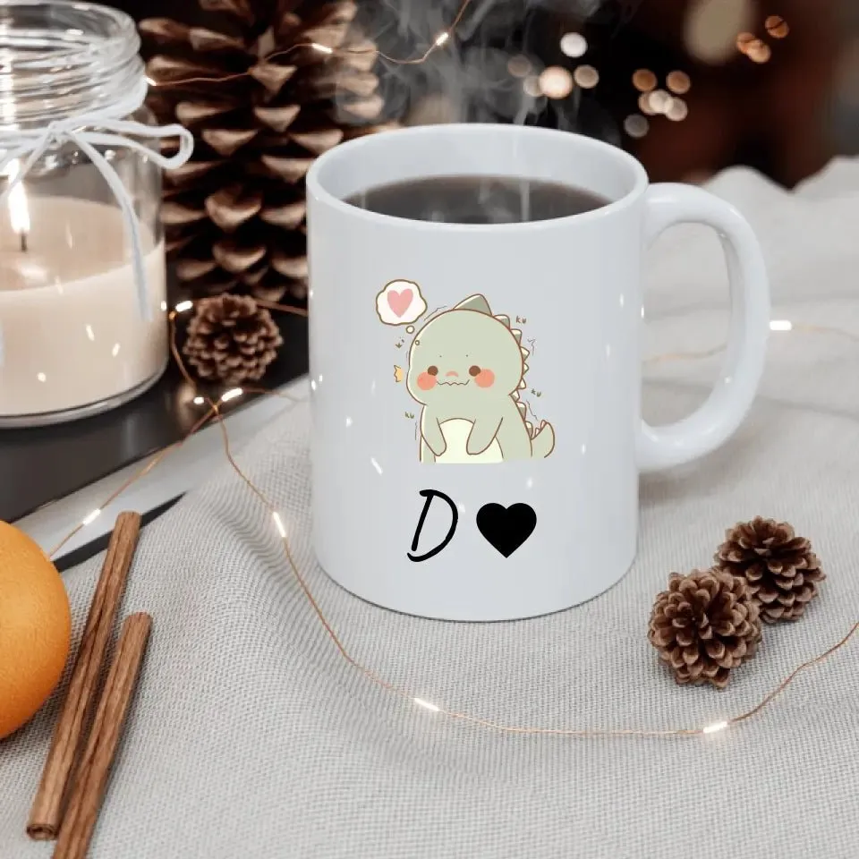 Custom Initial Cute Dino Mug "B"