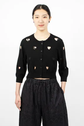 Cut Out Love Heart Cardigan Black