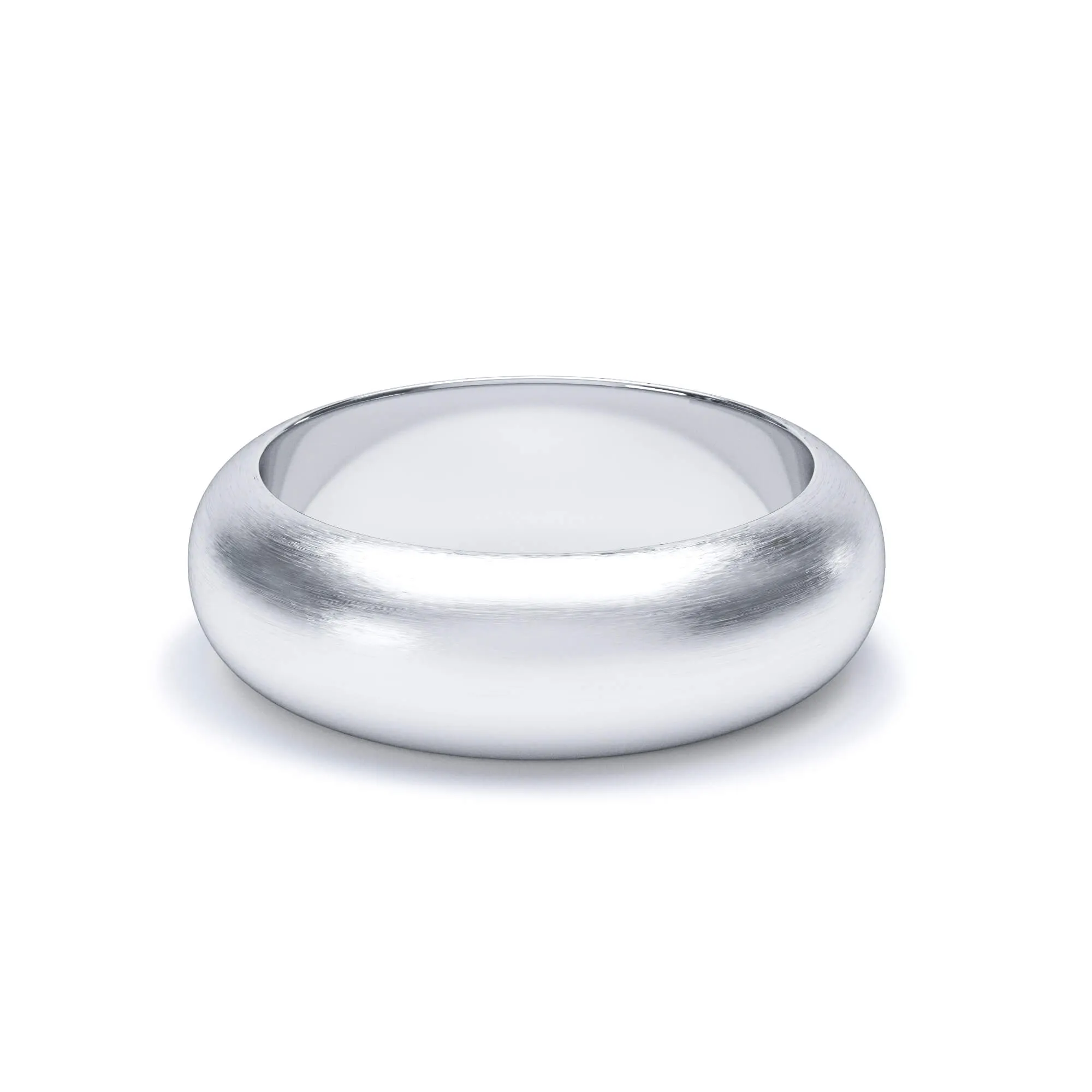 - D Shape Profile Satin Polish Wedding Ring Platinum