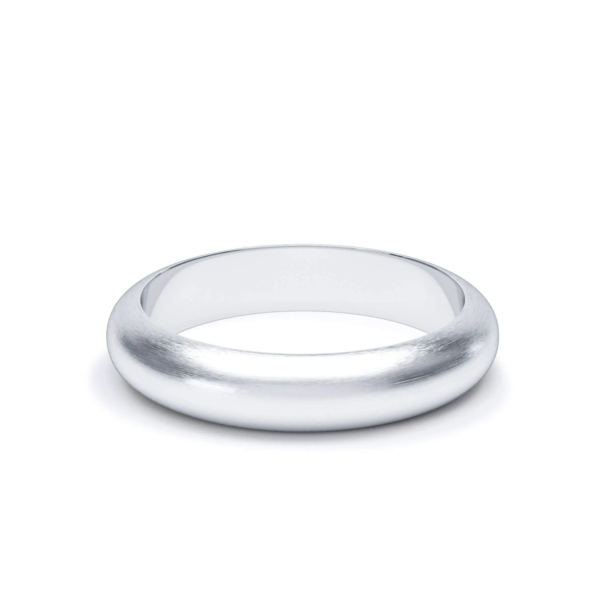 - D Shape Profile Satin Polish Wedding Ring Platinum