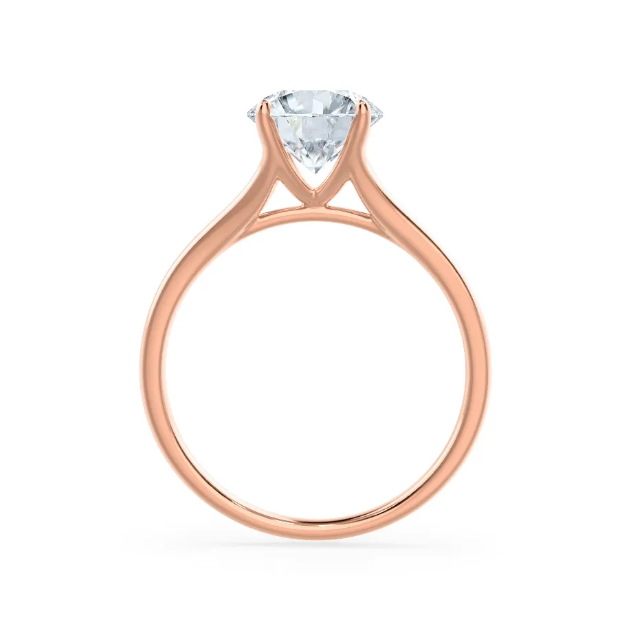 DAHLIA - Round Moissanite 18k Rose Gold Split Shank Solitaire Ring