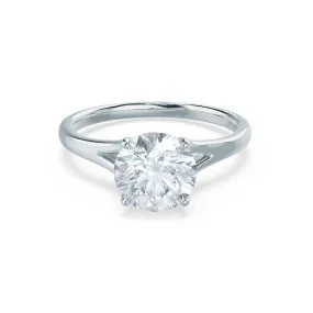 DAHLIA - Round Moissanite 9k White Gold Split Shank Solitaire Ring