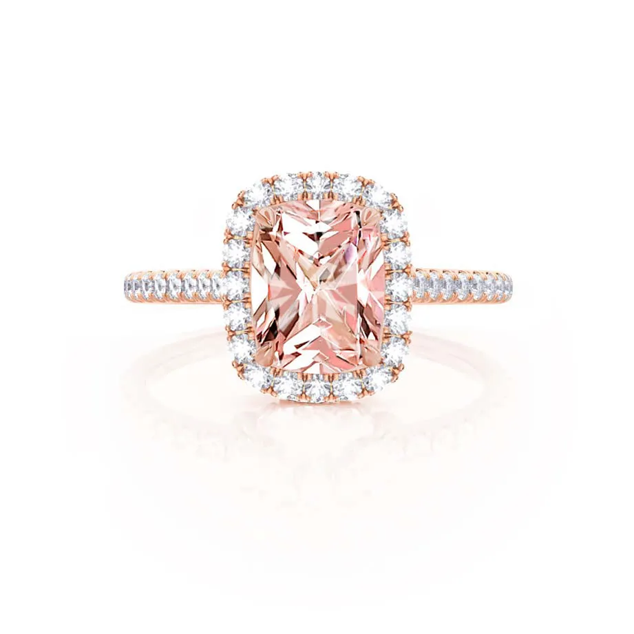 DARLEY - Chatham® Champagne Sapphire Elongated Cushion Micro Pavé 18k Rose Gold Halo