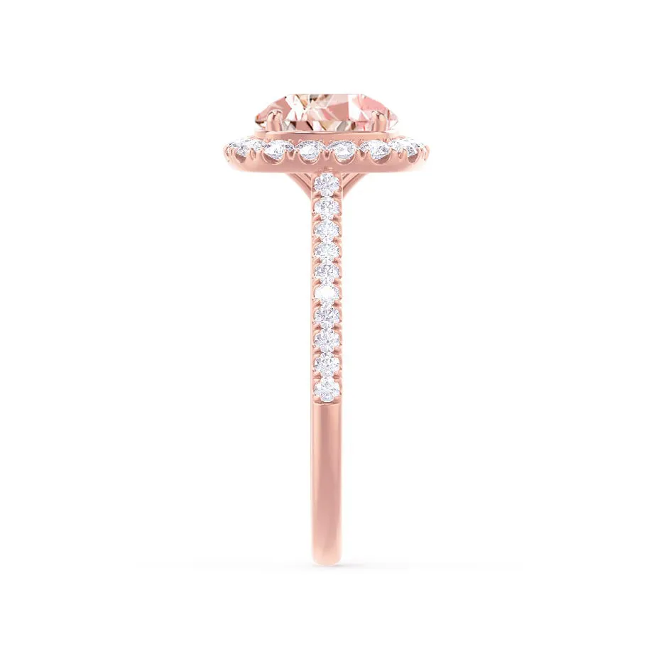 DARLEY - Chatham® Champagne Sapphire Elongated Cushion Micro Pavé 18k Rose Gold Halo