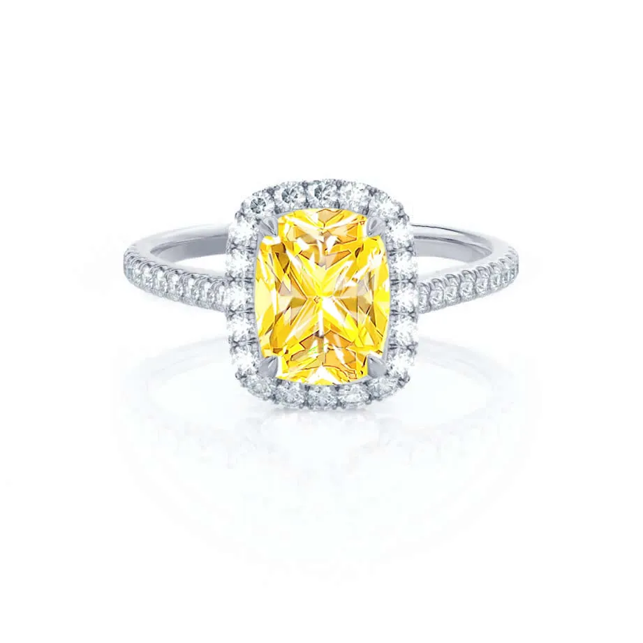 DARLEY - Chatham® Yellow Sapphire Elongated Cushion Micro Pavé 18k White Gold Halo