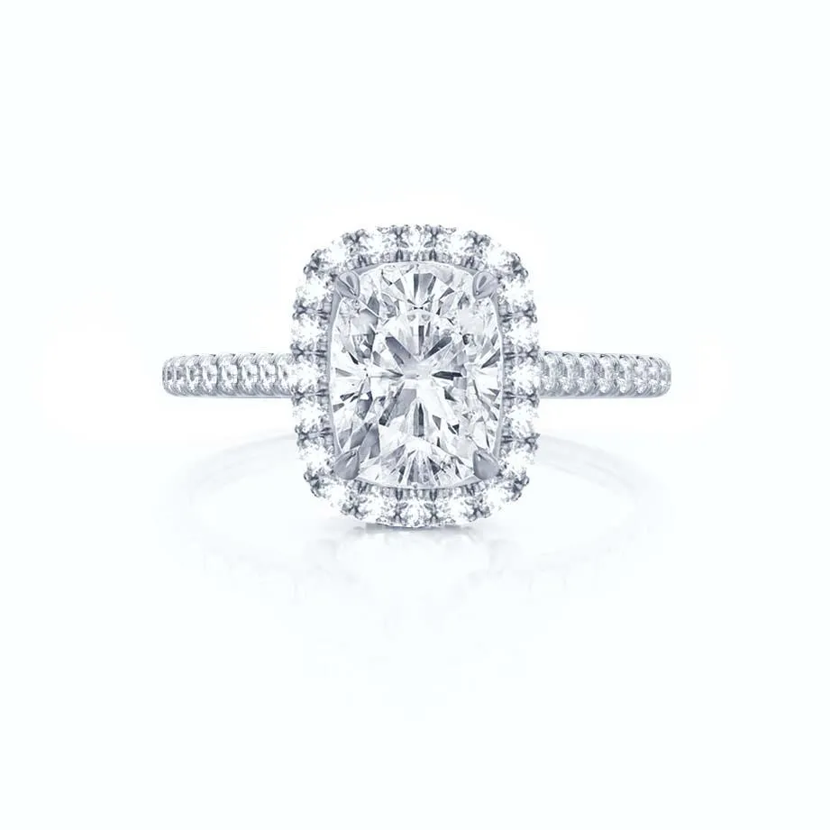 DARLEY - Elongated Cushion Lab Diamond 18k White Gold Halo