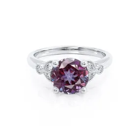 DELILAH - Chatham® Round Alexandrite 18k White Gold Shoulder Set Ring