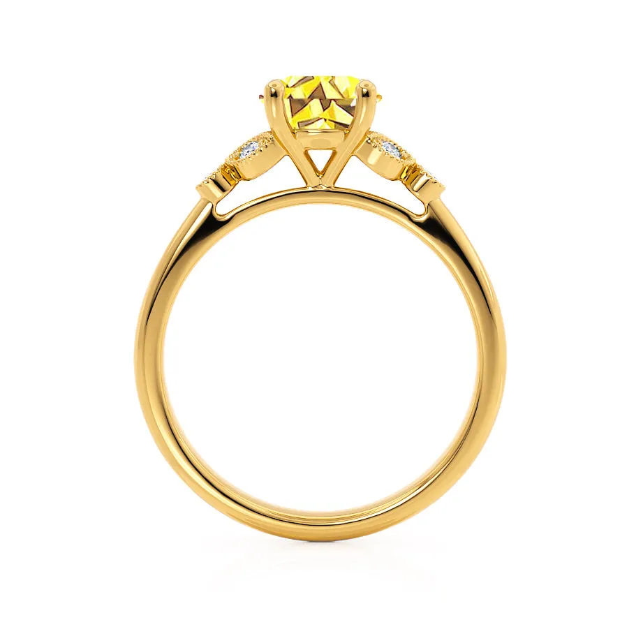 DELILAH - Chatham® Round Yellow Sapphire 18k Yellow Gold Shoulder Set Ring