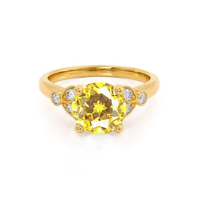 DELILAH - Chatham® Round Yellow Sapphire 18k Yellow Gold Shoulder Set Ring