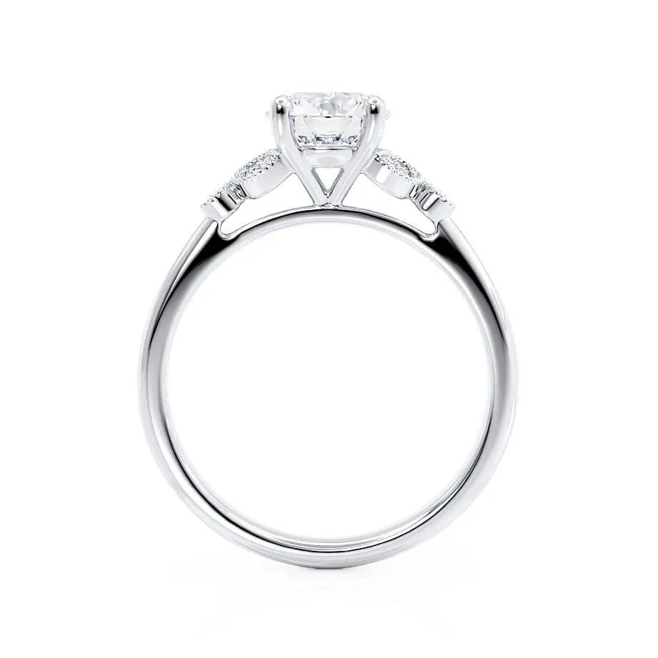 DELILAH - Round Lab Diamond 18k White Gold Shoulder Set Ring