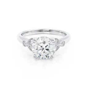 DELILAH - Round Lab Diamond 18k White Gold Shoulder Set Ring