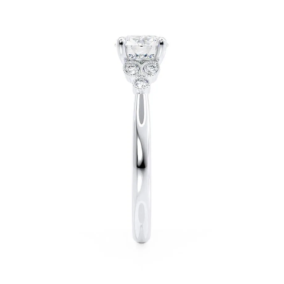 DELILAH - Round Lab Diamond Platinum Shoulder Set Ring