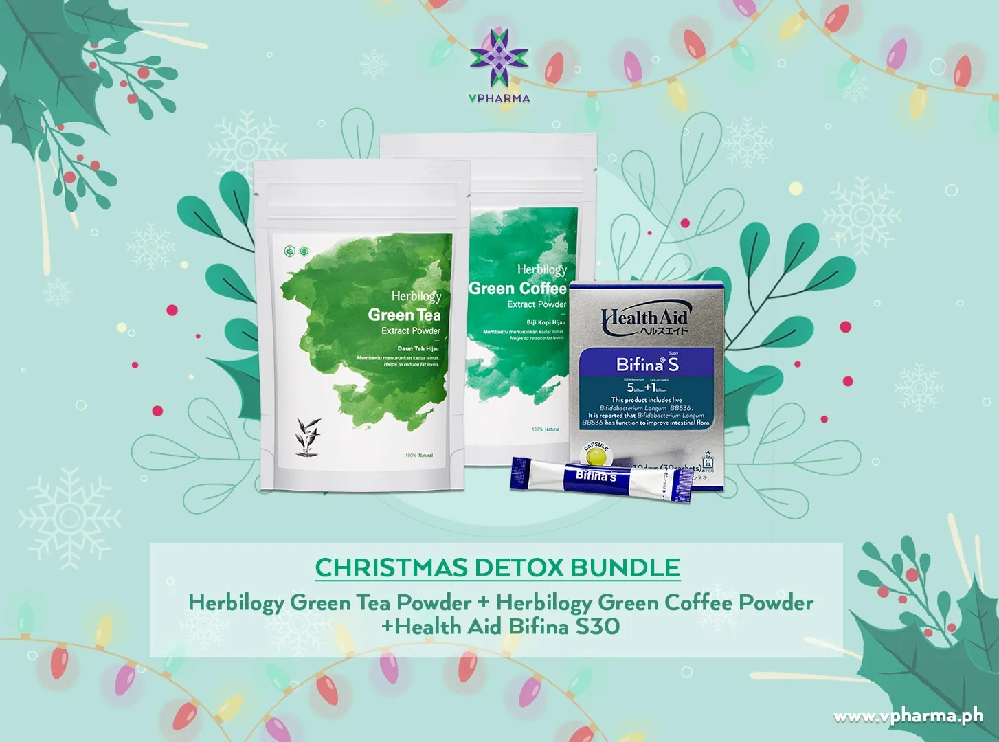 Detox bundle:  Herbilogy Green Tea   Herbilogy Green Coffee   HealthAid Bifina S30