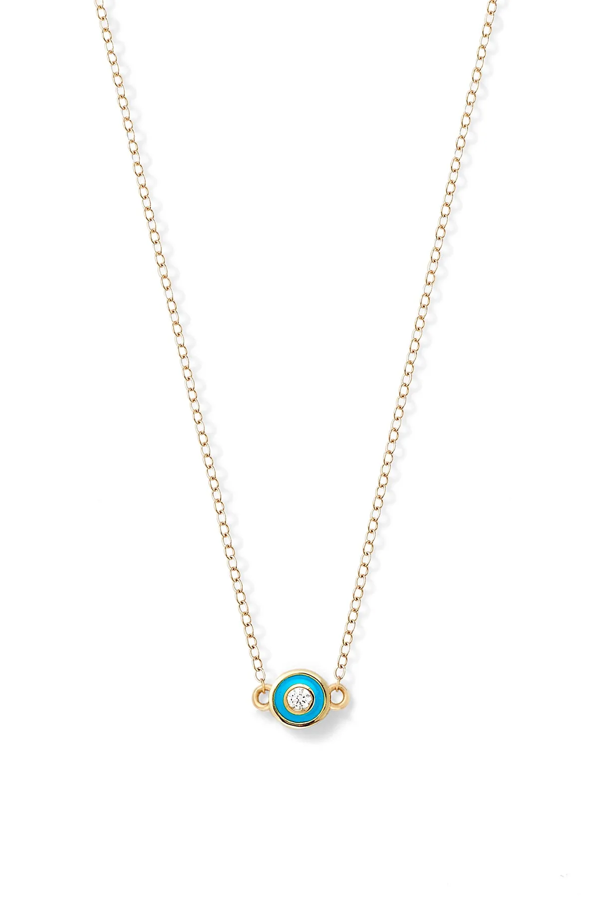 Diamond Enamel Bezel Necklace