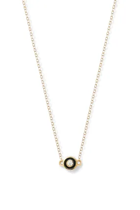 Diamond Enamel Bezel Necklace