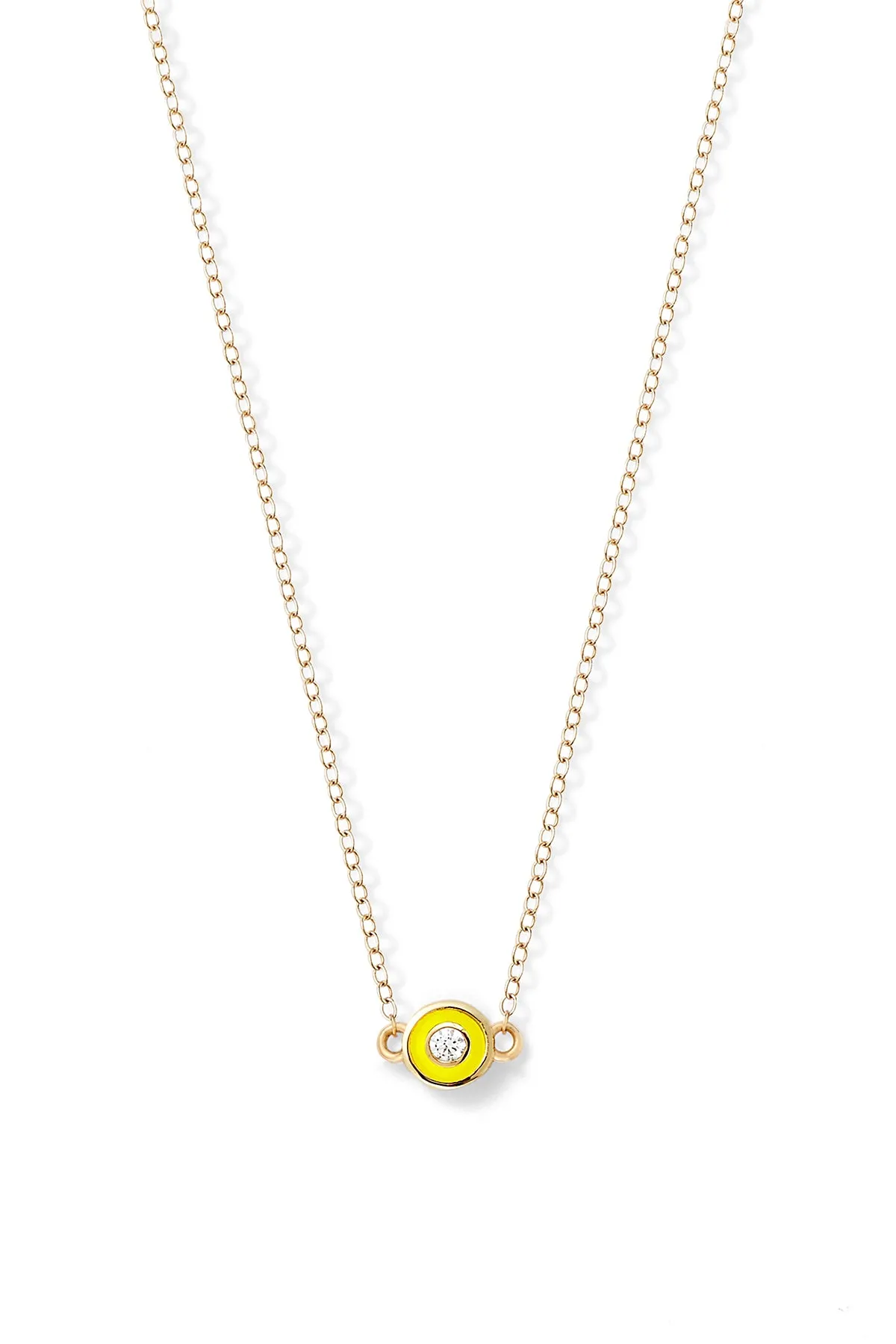 Diamond Enamel Bezel Necklace