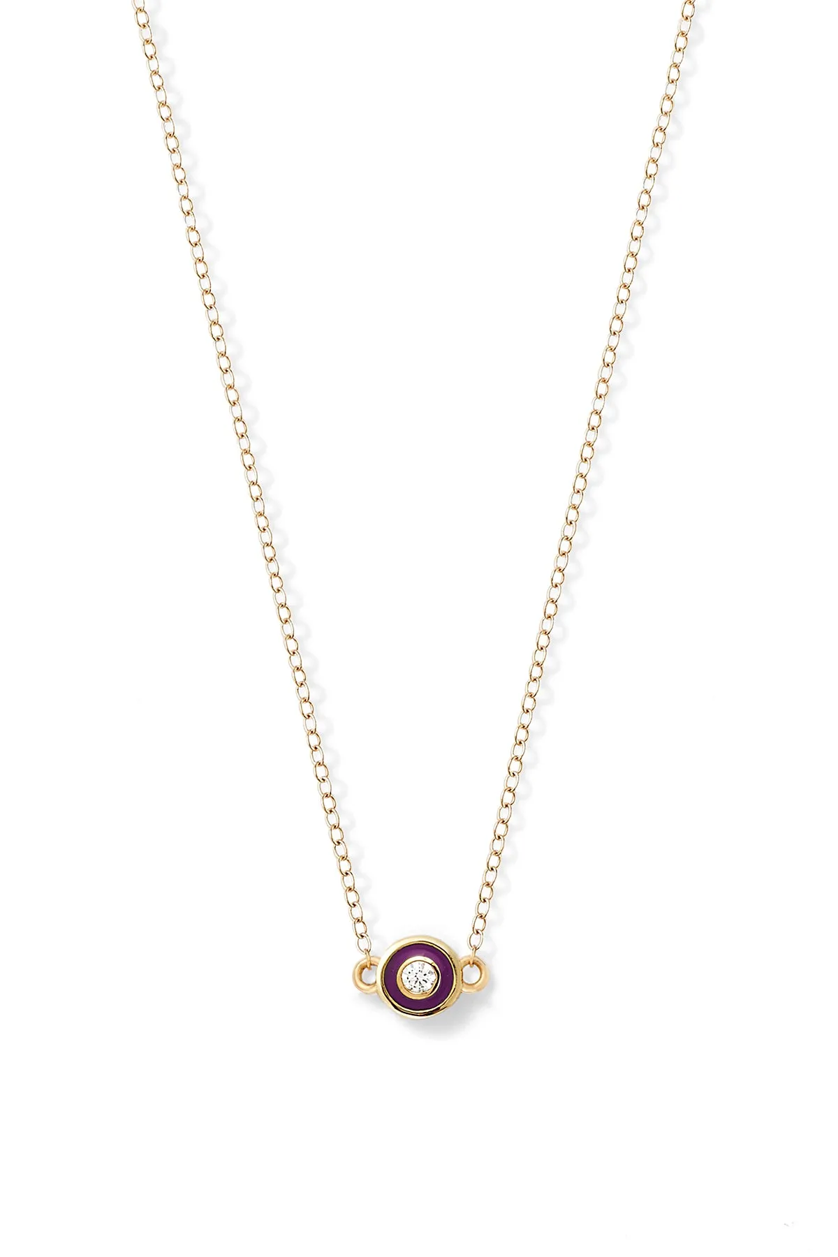 Diamond Enamel Bezel Necklace