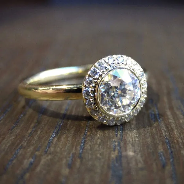 Diamond Frame Engagement Ring-Heirloom by Doyle & Doyle, Old Euro 0.75ct.