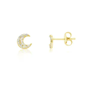 Diamond Moon Stud Earrings