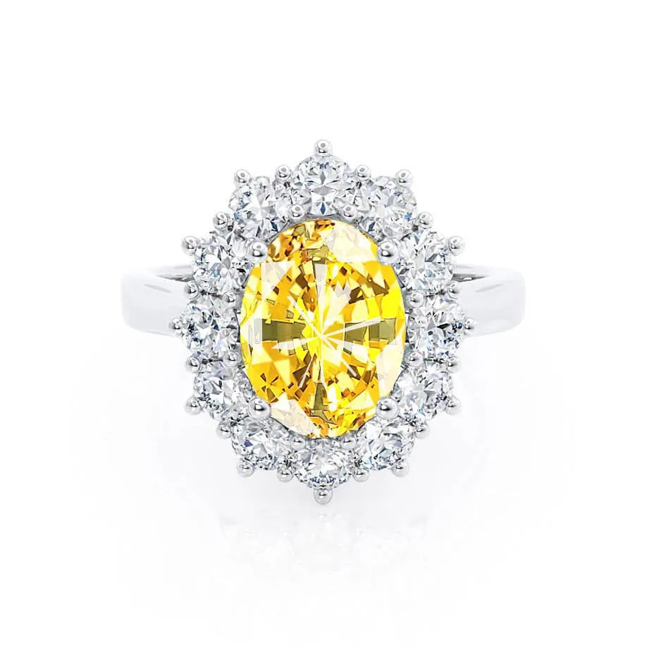 DIANA - Chatham® Yellow Sapphire & Lab Diamond 950 Platinum Halo