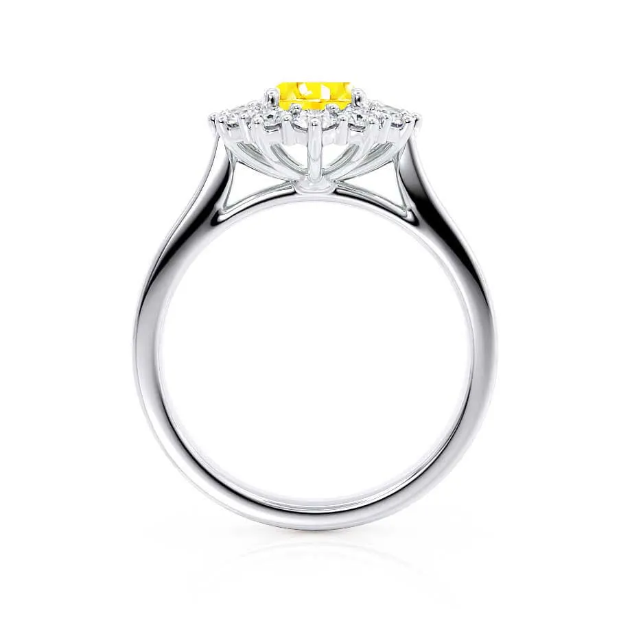 DIANA - Chatham® Yellow Sapphire & Lab Diamond 950 Platinum Halo