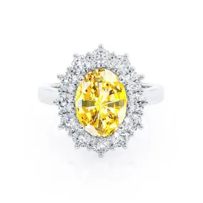 DIANA - Chatham® Yellow Sapphire & Lab Diamond 950 Platinum Halo