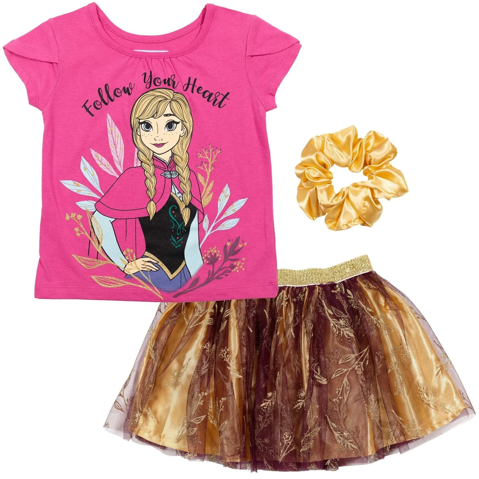 Disney Frozen Princess Anna T-Shirt Skirt and Scrunchie 3 Piece Outfit Set