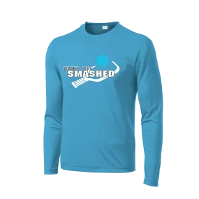 Don't Get Smashed With Pickleballs (Cyan Orange Pink) Customizable | Men's Long Sleeve Athletic Shirt | 100% Polyester