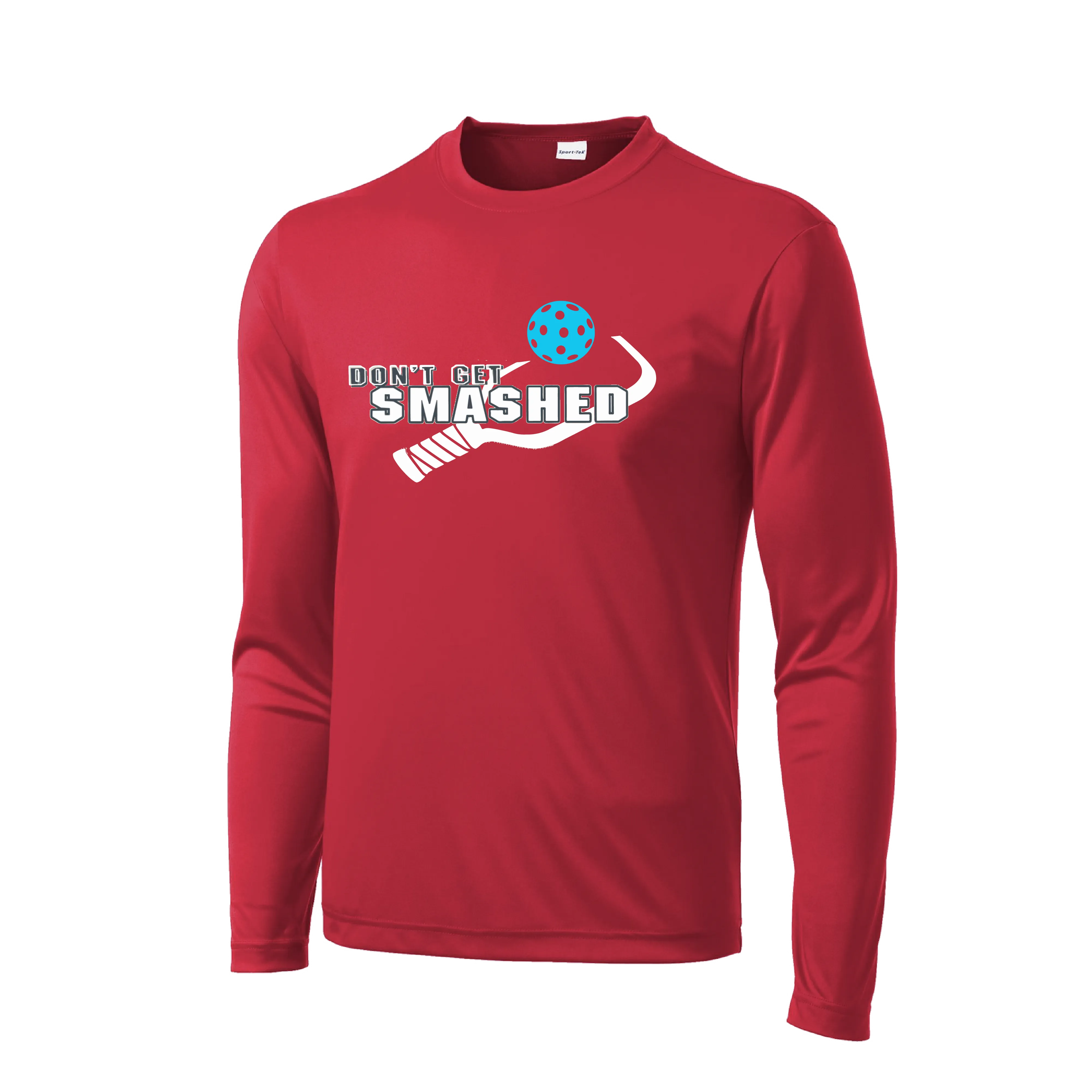 Don't Get Smashed With Pickleballs (Cyan Orange Pink) Customizable | Men's Long Sleeve Athletic Shirt | 100% Polyester