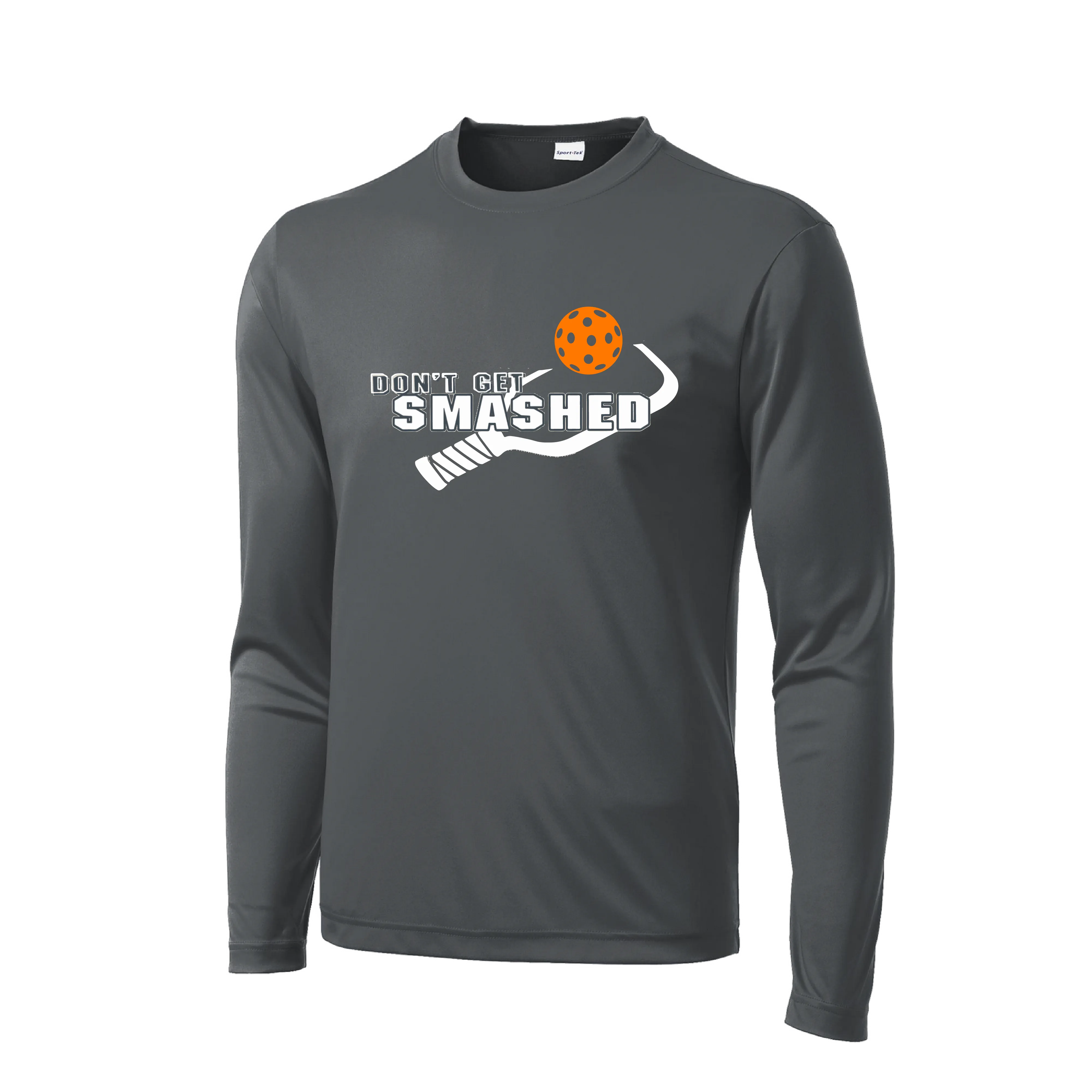 Don't Get Smashed With Pickleballs (Cyan Orange Pink) Customizable | Men's Long Sleeve Athletic Shirt | 100% Polyester