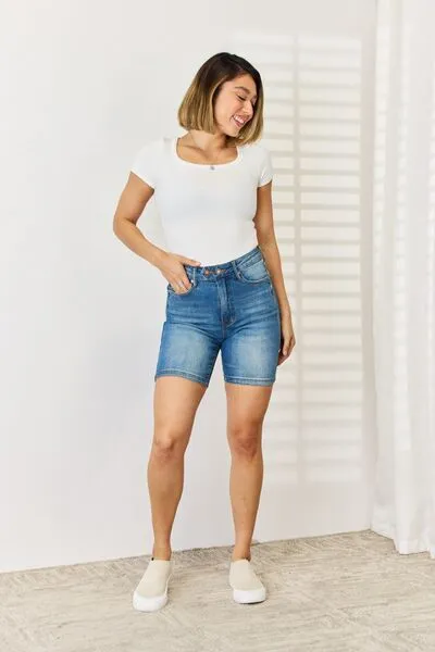 Double Trouble Tummy Control  Bermuda Shorts By Judy Blue